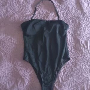 Xhilaration black ribbed one piece bathing suit size L